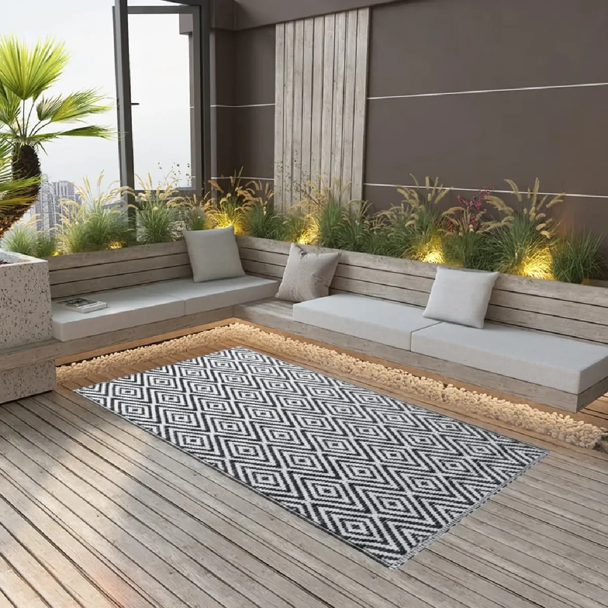 Vidaxl Tapis d'extérieur - 120x180 cm - Blanc et Blanc - vue 1