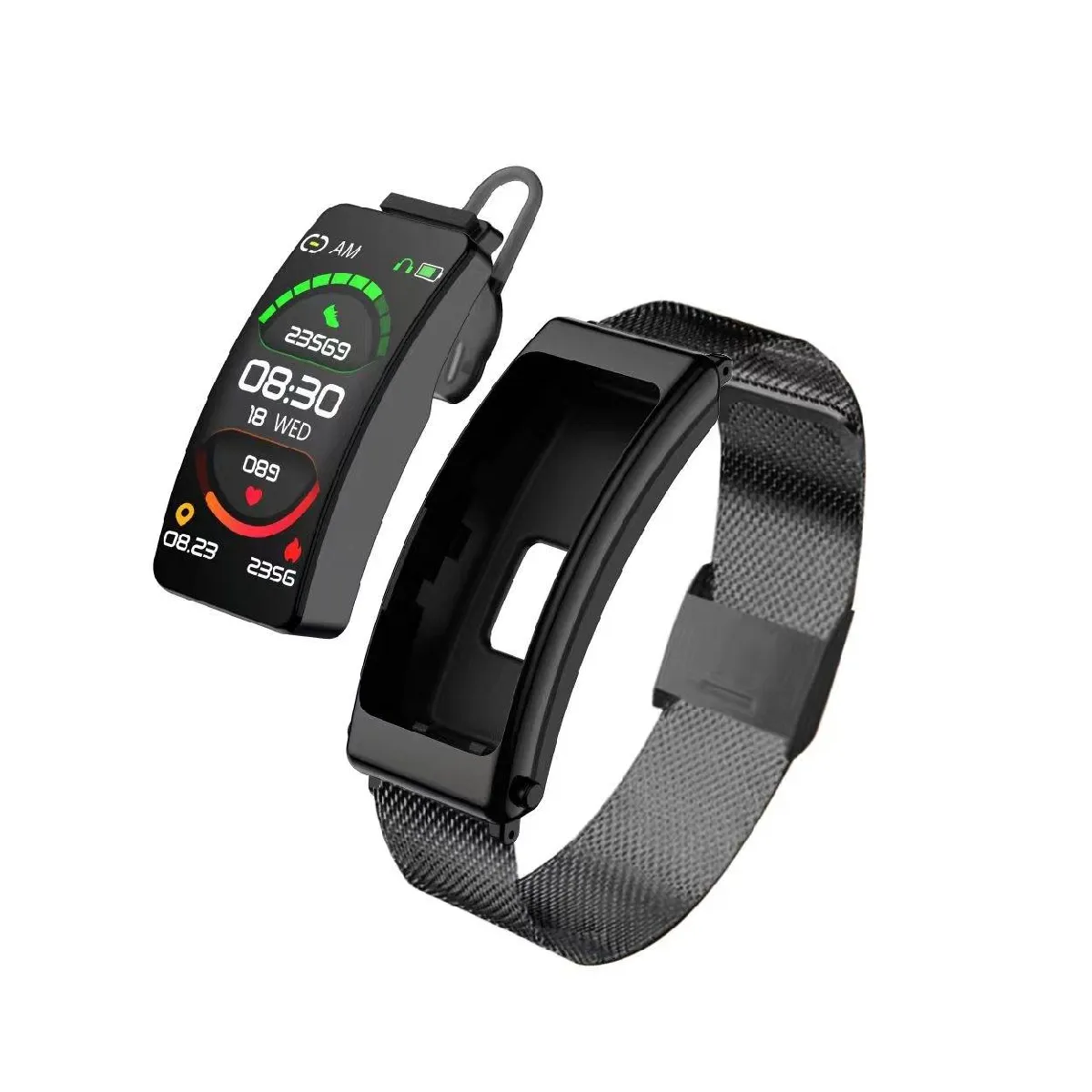 Yonis Noir Montre Connectée Or 1.14' Bluetooth Appels Et Santé 60H Autonomie - Image 2