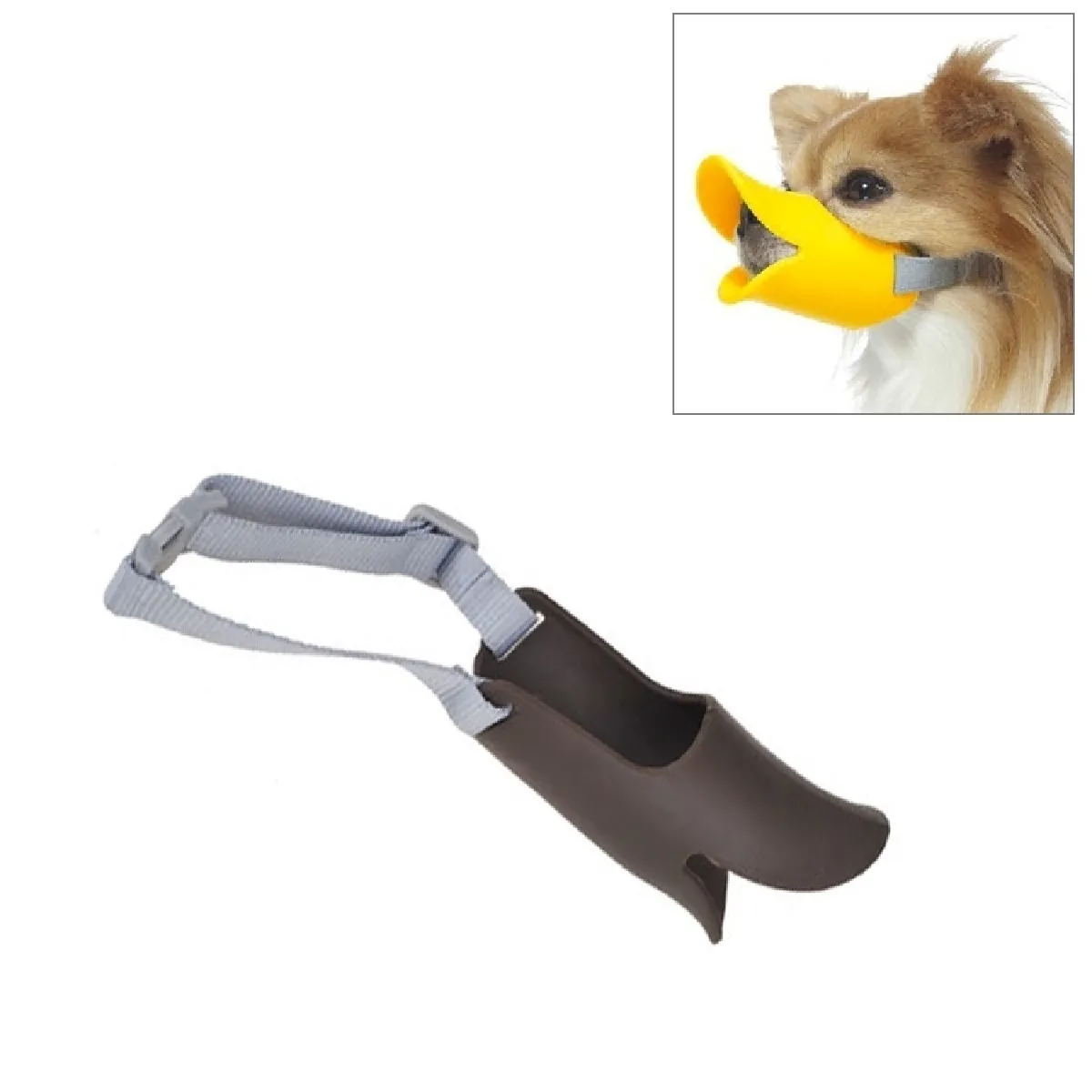 Comparer les prix de Muselières chien café pour de compagnie, Taille: M Mignon Canard Mouth Shape Silicone Museau