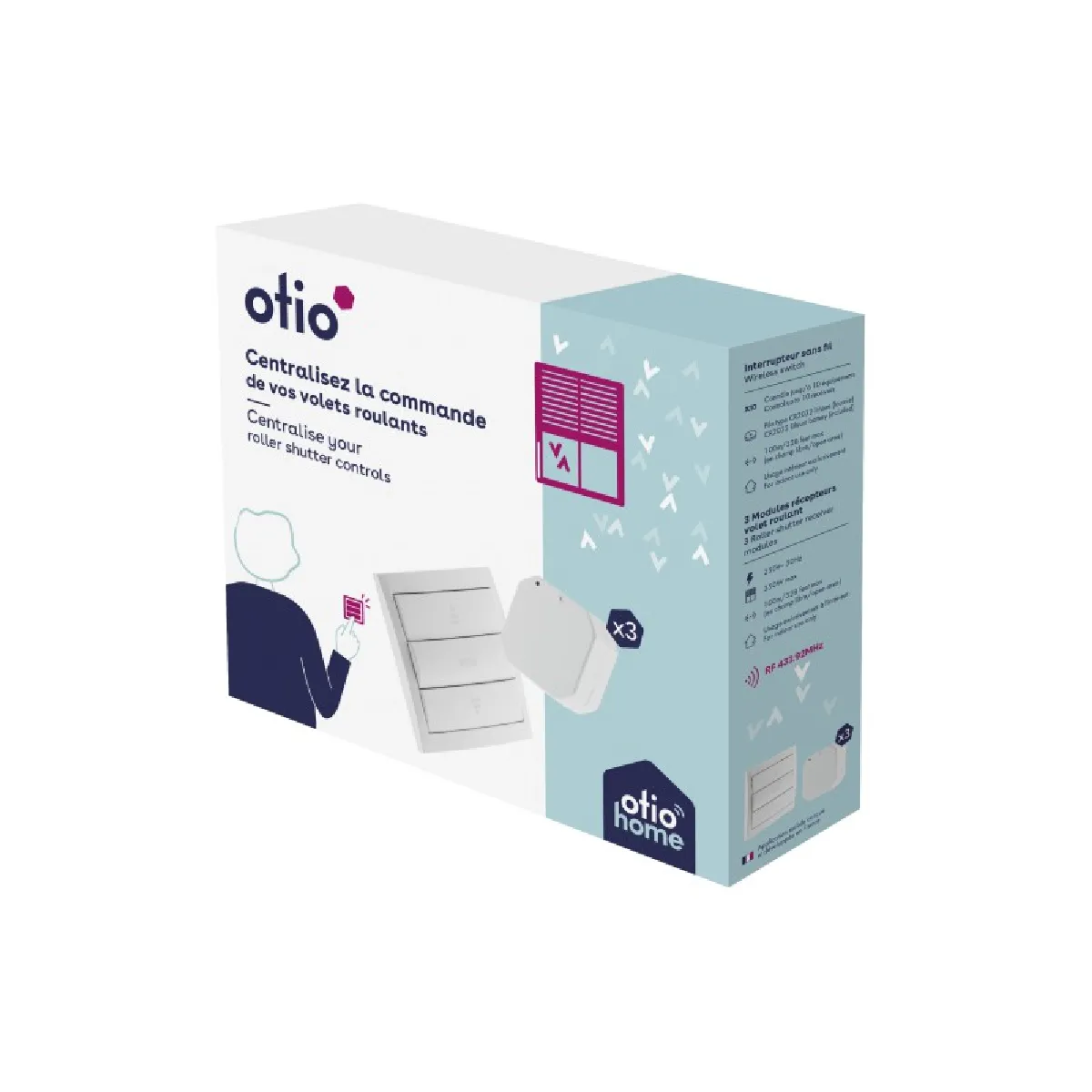 Otio Pack Volets Roulants Télécommandés (1 Télécommande + 3 Modules)