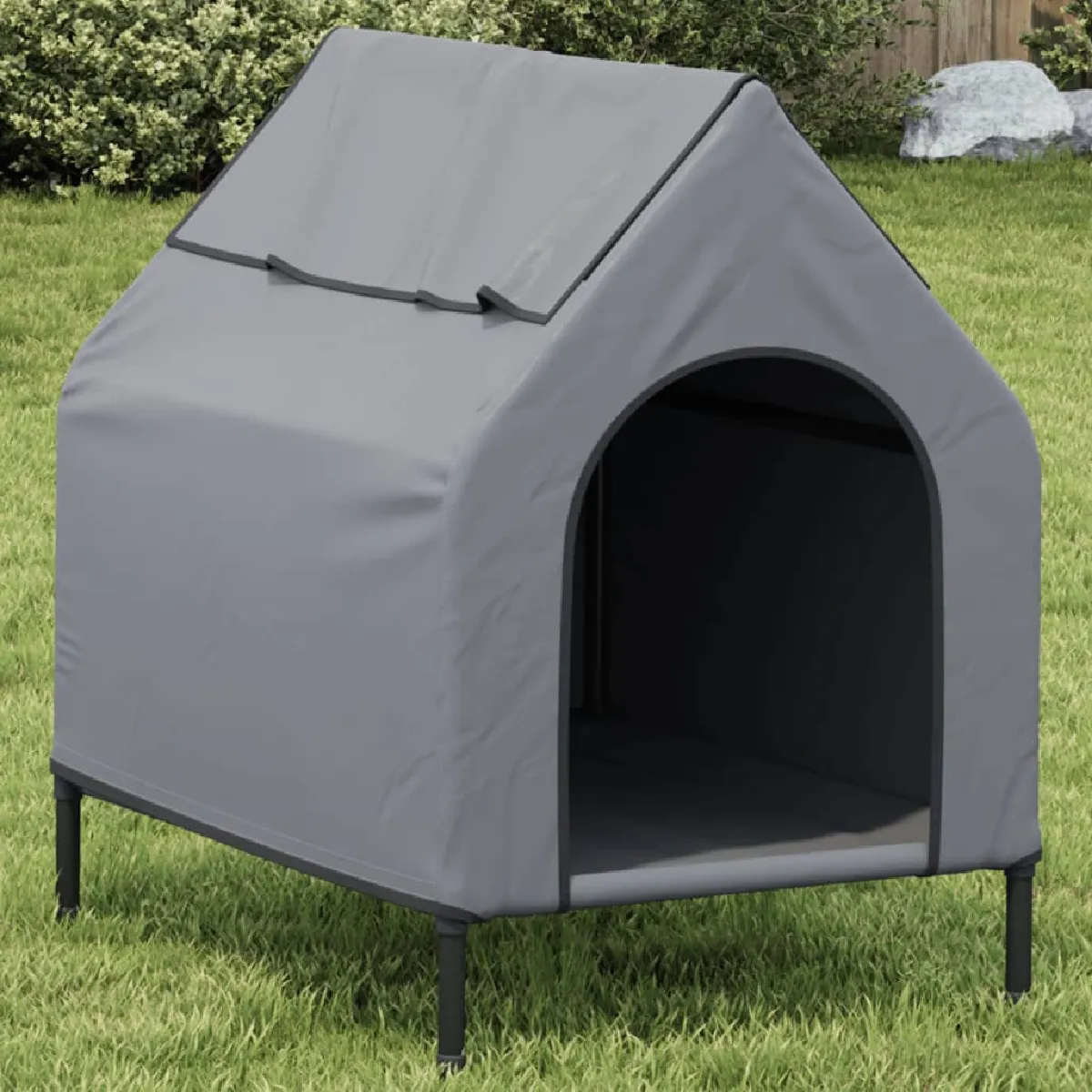 vidaXL Niche Chien Tissu Oxford Gris Clair