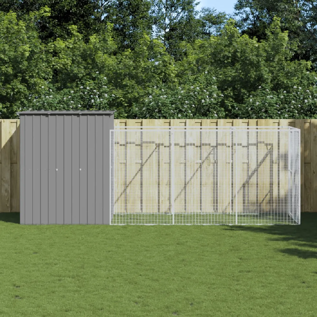 vidaXL Niche pour chien avec cour gris clair