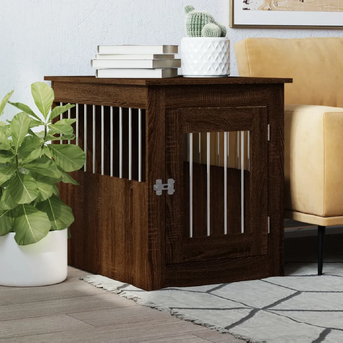 vidaXL Meuble de cage pour chiens Chêne - vue 2
