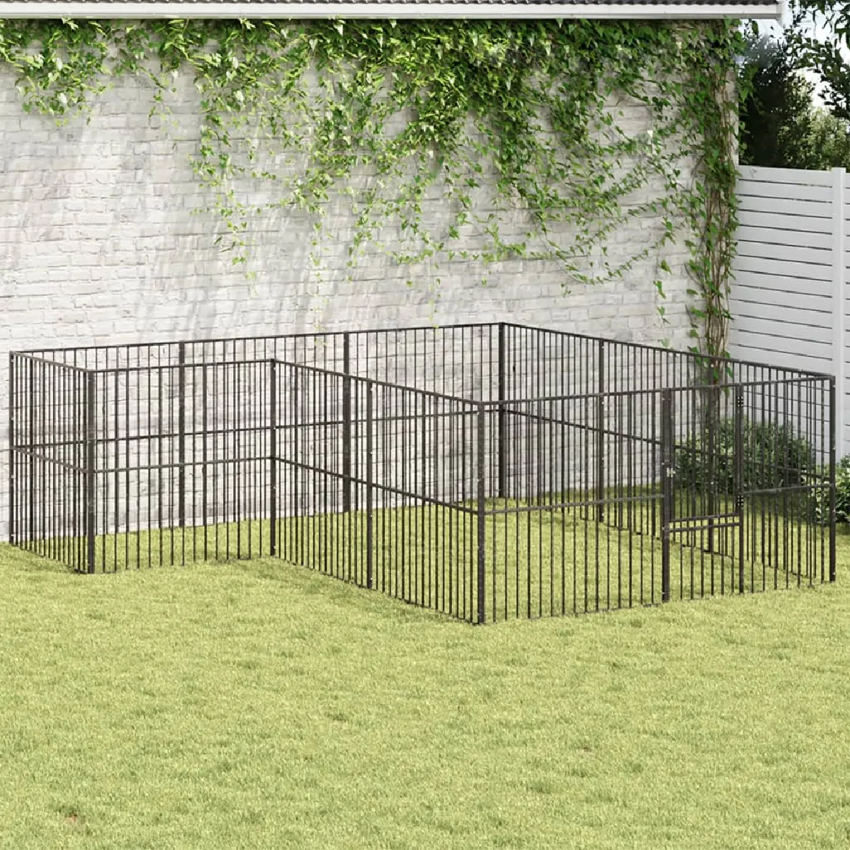 Comparer les prix de vidaXL Parc pour chien 12 panneaux noir acier galvanisé