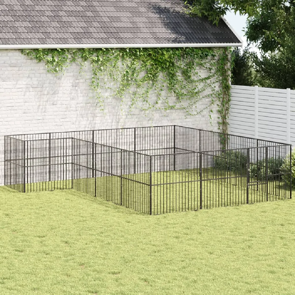 Meilleurs prix pour vidaXL Parc pour Chien 16 Panneaux Acier Noir