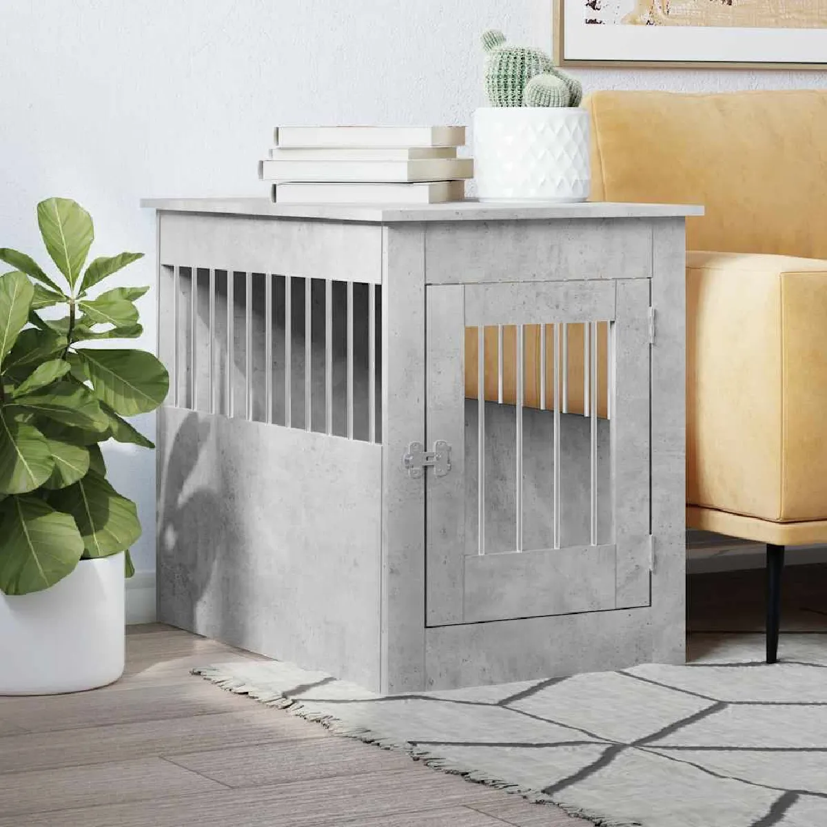 vidaXL Meuble de cage pour chiens béton - vue 4