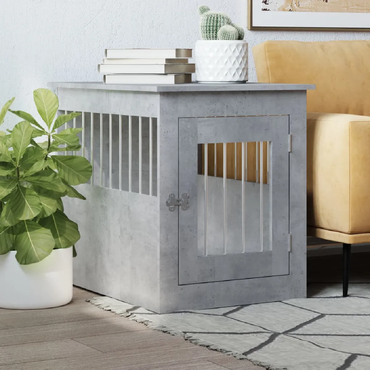 vidaXL Meuble de cage pour chiens béton - vue 3