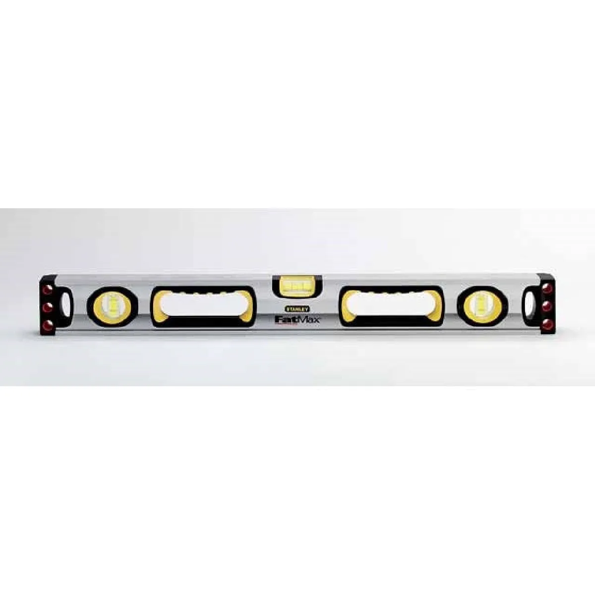 STANLEY 1 43 537 Niveau Aluminium 90Cm Gamme FATMAX Structure En Aluminium Renforcé 3 Fioles Haute Visibilité 2 Semelles Usinées 2 Poignées Bi Matière
