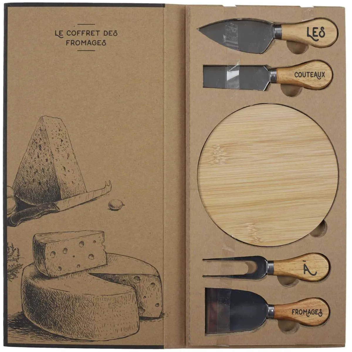 Coffret à fromages en hévéa