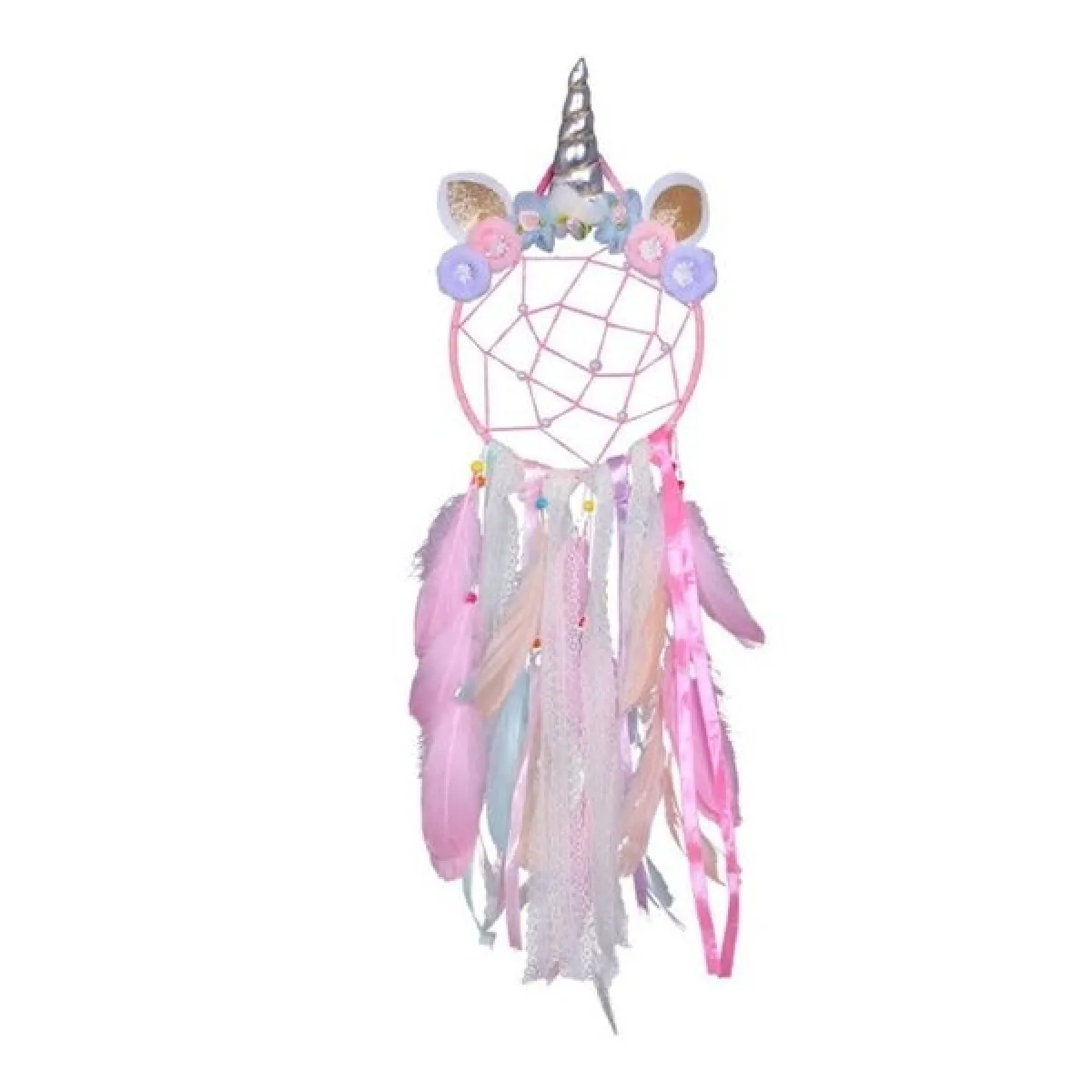 Non Communiqué Multi Attrape-Rêve Licorne Couronne De Fleurs Et Plumes Colorées Capteur - Image 2