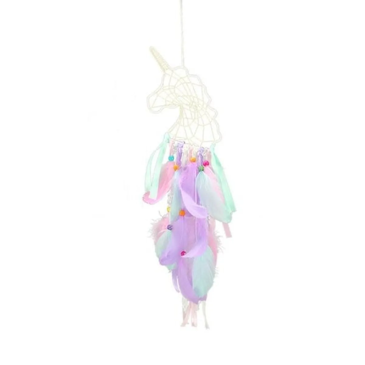 Non Communiqué Multi Attrape-Rêve Licorne Avec Lumière Plumes Et Perles Colorées Capteur - Image 2