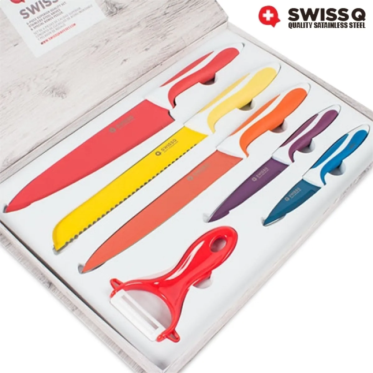 Coffret couteaux Swiss Q - 5 couteaux + économe