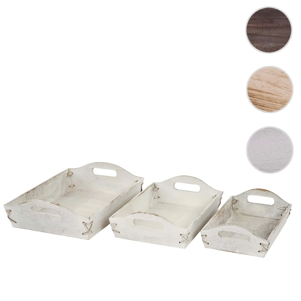 Mendler Blanc Plateaux De Service (3 Pcs) - Shabby