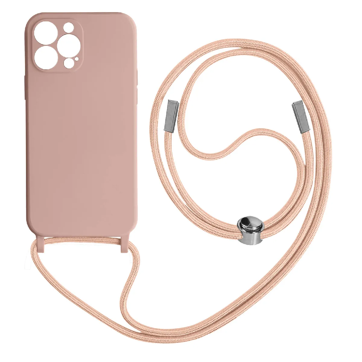 Avizar Rose Coque Cordon Pour Iphone 13 Pro Max Semi-Rigide Avec Lanière Tour Du Cou 80Cm