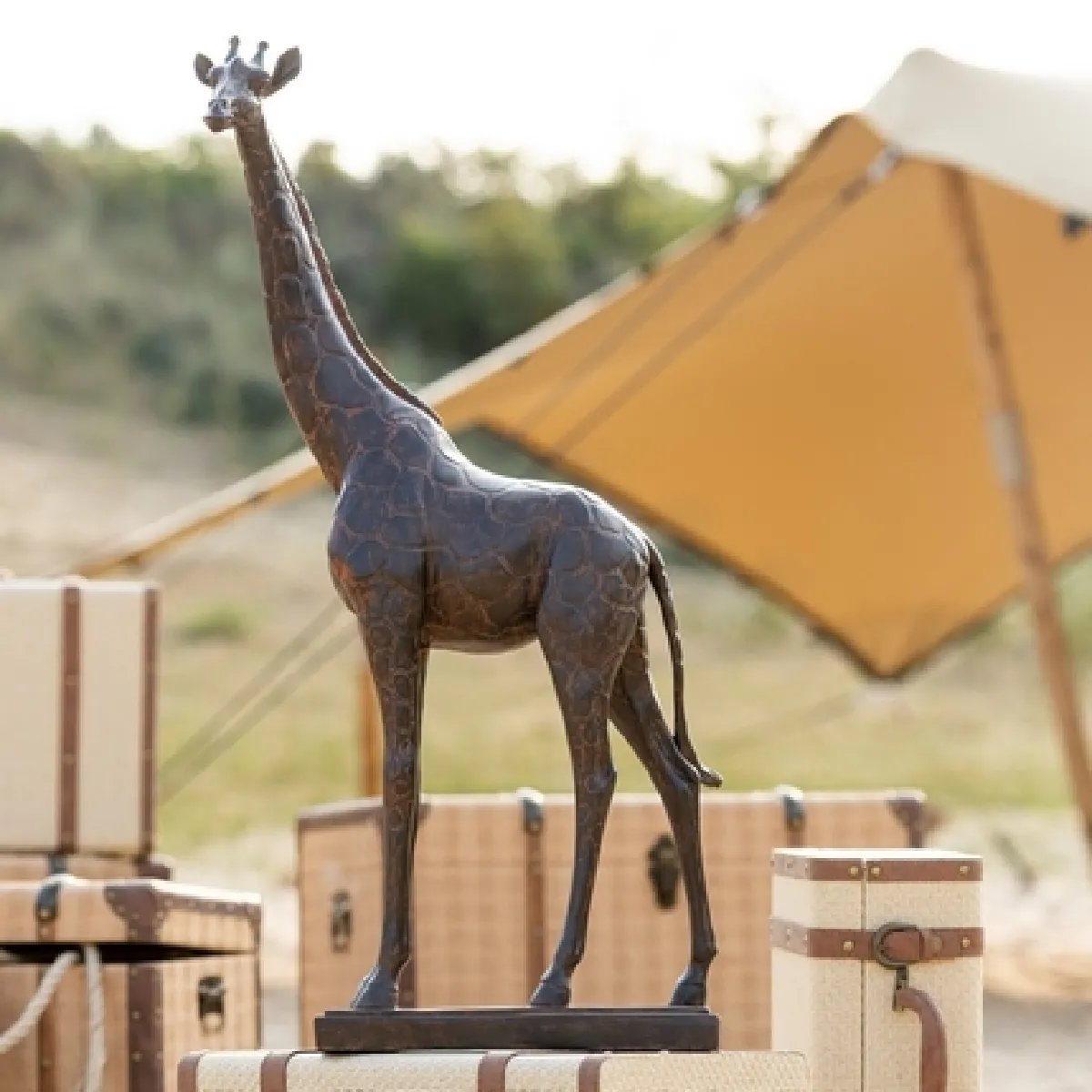 Non Communiqué Marron Statuette Déco "Girafe" 83Cm - Image 3