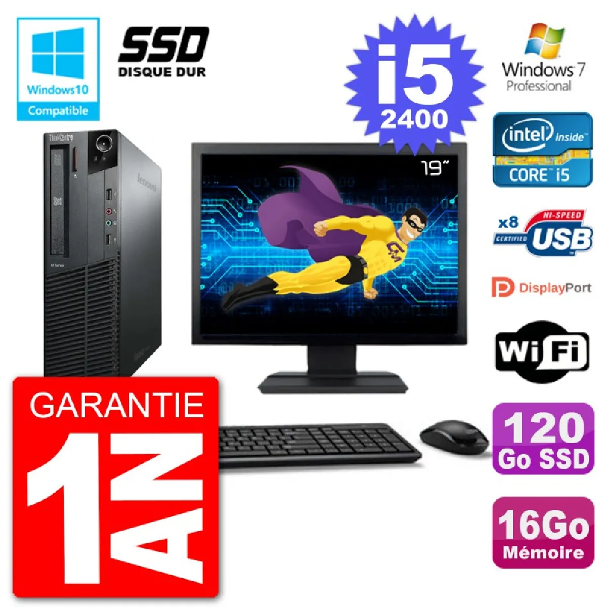Lenovo ThinkCentre M82 Intel Core i5 2400 - vue 2