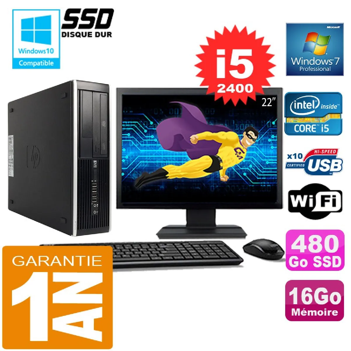 Hp Compaq Elite 8300 SFF - Noir