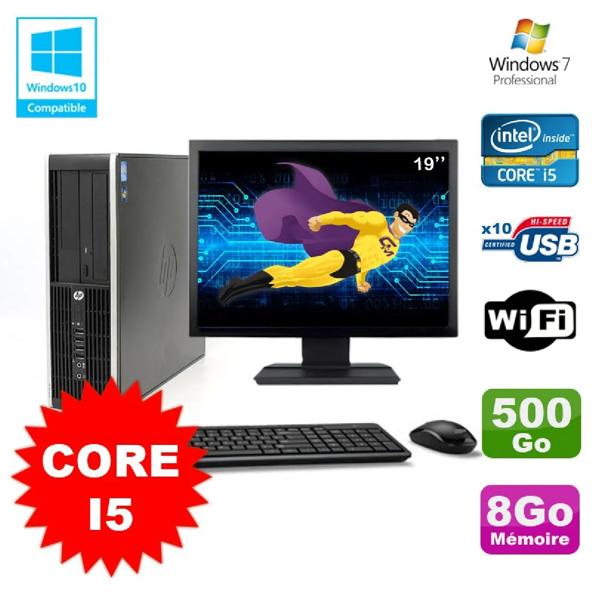 HP Compaq 8100 Elite SFF i5 650 120Go SSD - vue 5