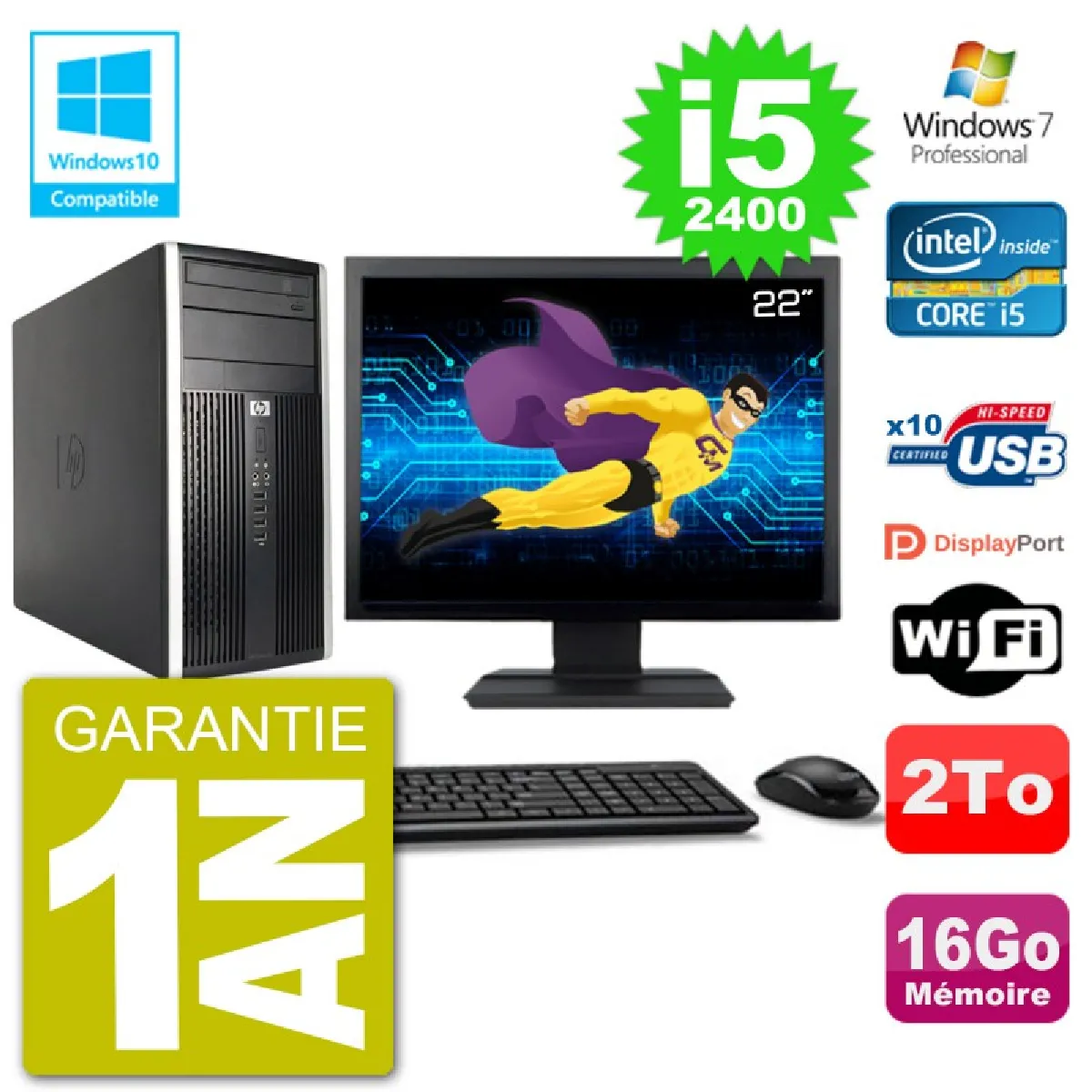 HP Compaq 6300 MT Intel Core i5 2400 SSD 120 Go - vue 7