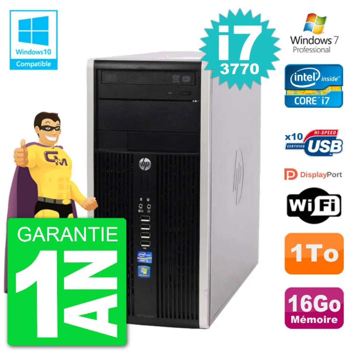 HP Compaq 6300 MT Intel Core i5 2400 SSD 120 Go - vue 6