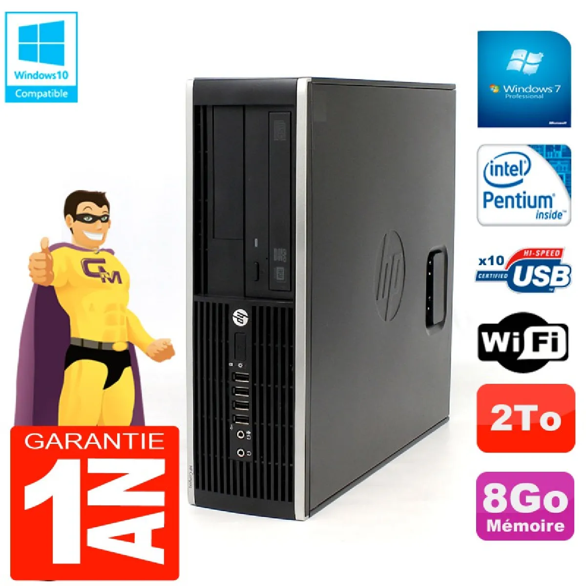 HP Compaq Pro 6200 SFF Intel G840 8Go RAM HDD Windows 7 - vue 5