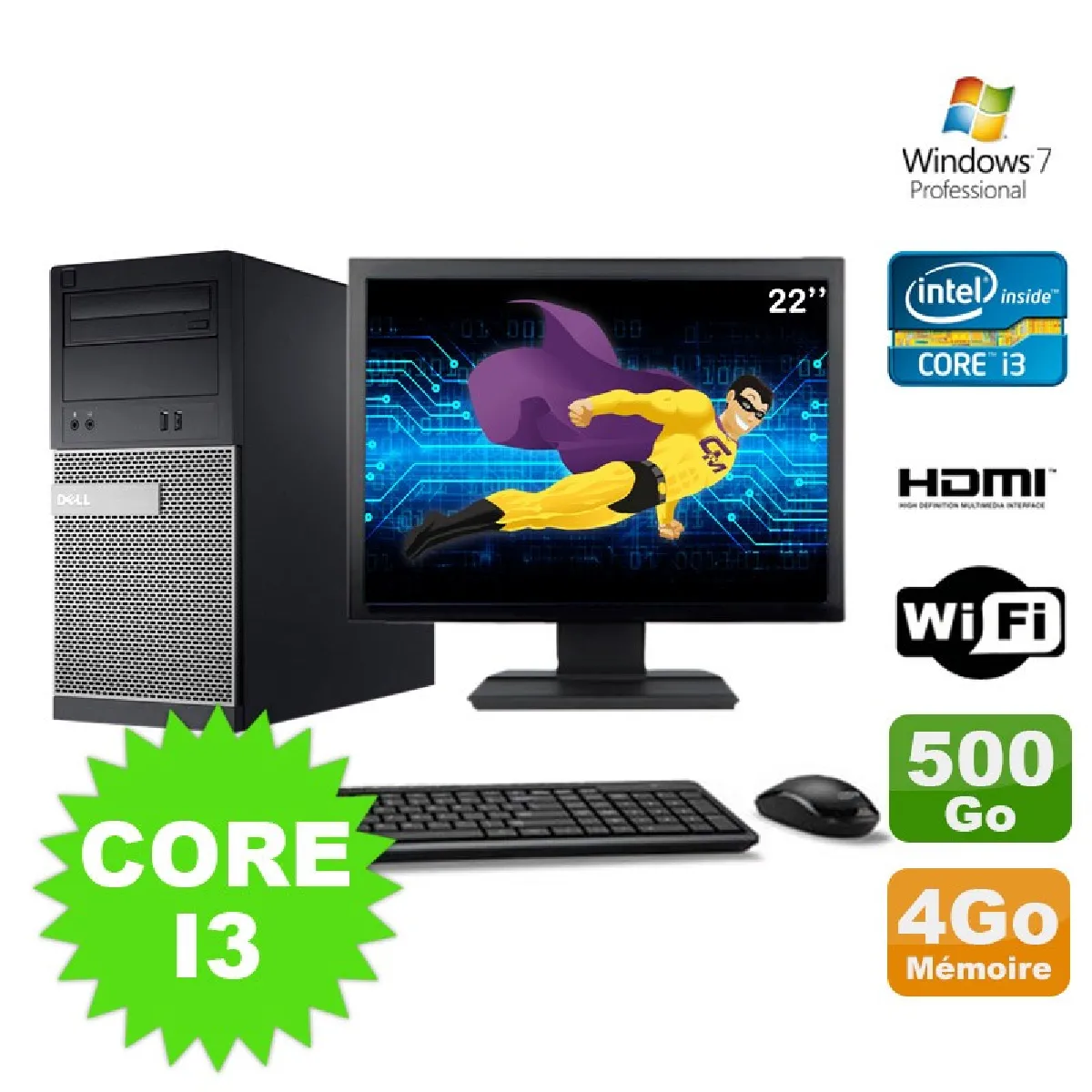 Acheter Lot PC Tour DELL 3010 MT I3-2120 Graveur 4Go 500Go HDMI Wifi W7 + Ecran 22"" État correct - 269,50 € Lot PC Tour DELL 3010 MT I3-2120 Graveur 4Go 500Go HDMI Wifi W7 + Ecran 22"" État correct - Dell reconditionné disponible sur Rue du Commerce Seconde Vie