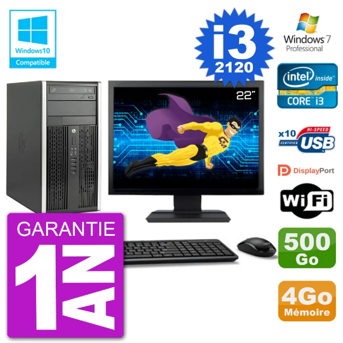 HP Compaq Pro 6300 MT Intel i3 2120 - vue 2