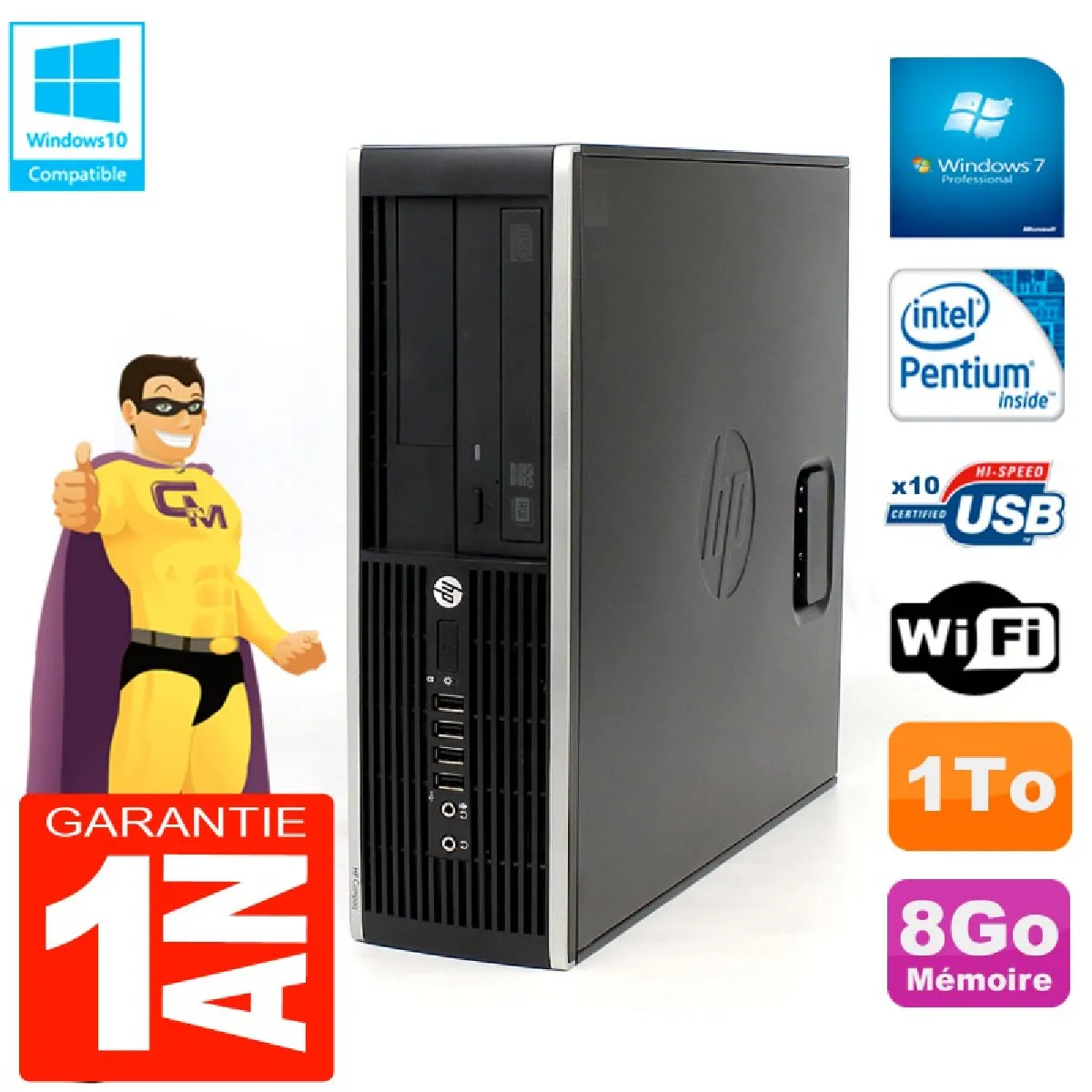 HP Compaq Pro 6200 SFF - Intel G840 - 8Go RAM - 1To HDD - Windows 7
