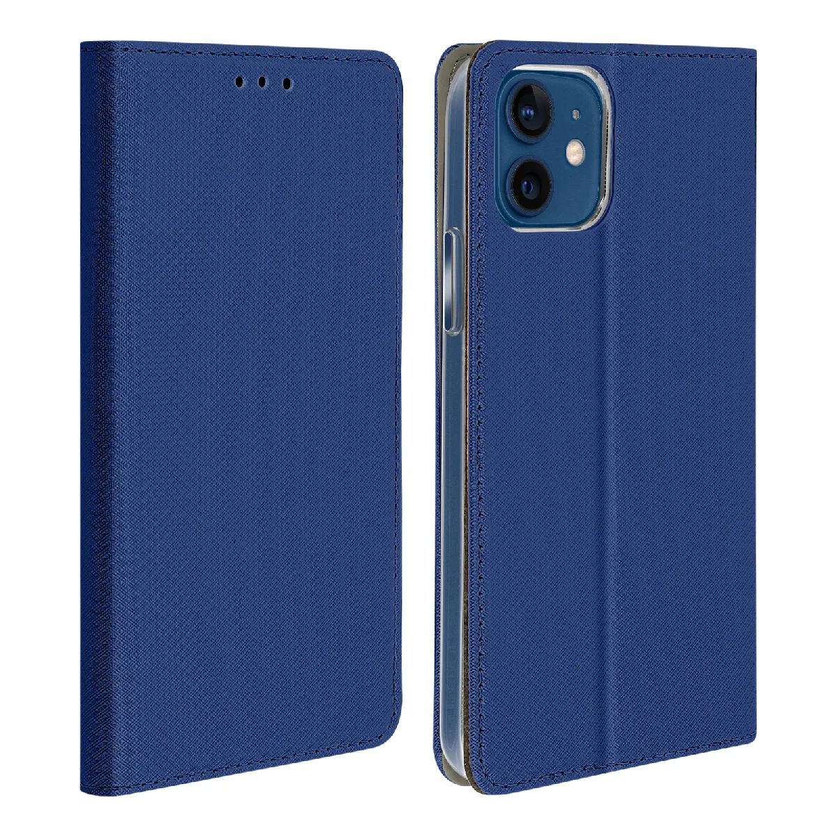 Avizar Bleu Étui Pour Iphone 12 Mini Housse Folio Porte-Carte Fonction Support