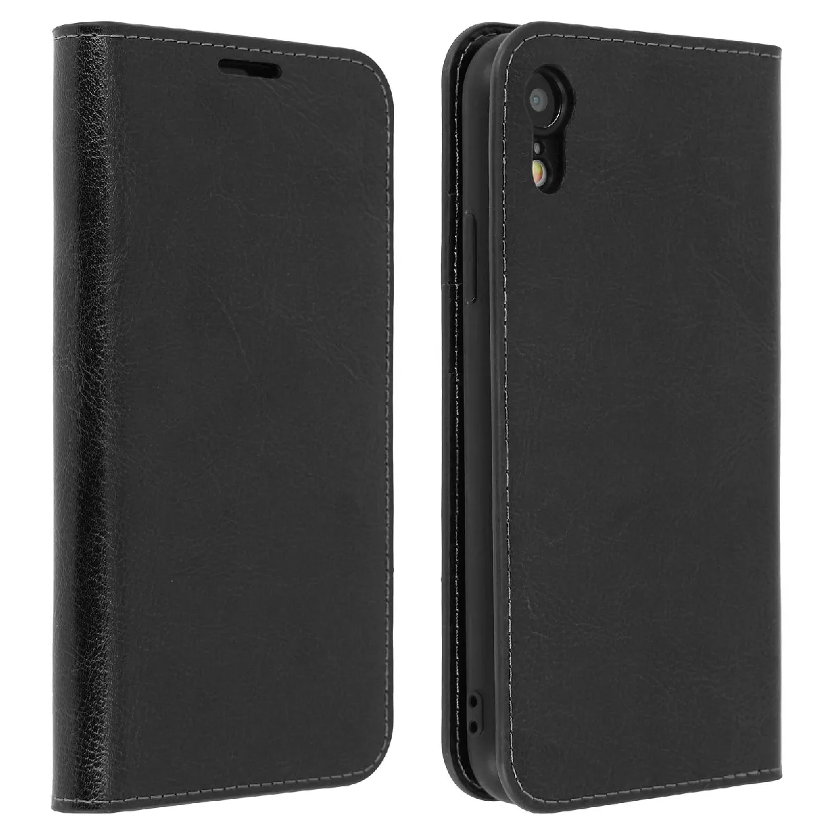 Avizar Noir Étui Pour Iphone Xr Housse Cuir Portefeuille Fonction Support