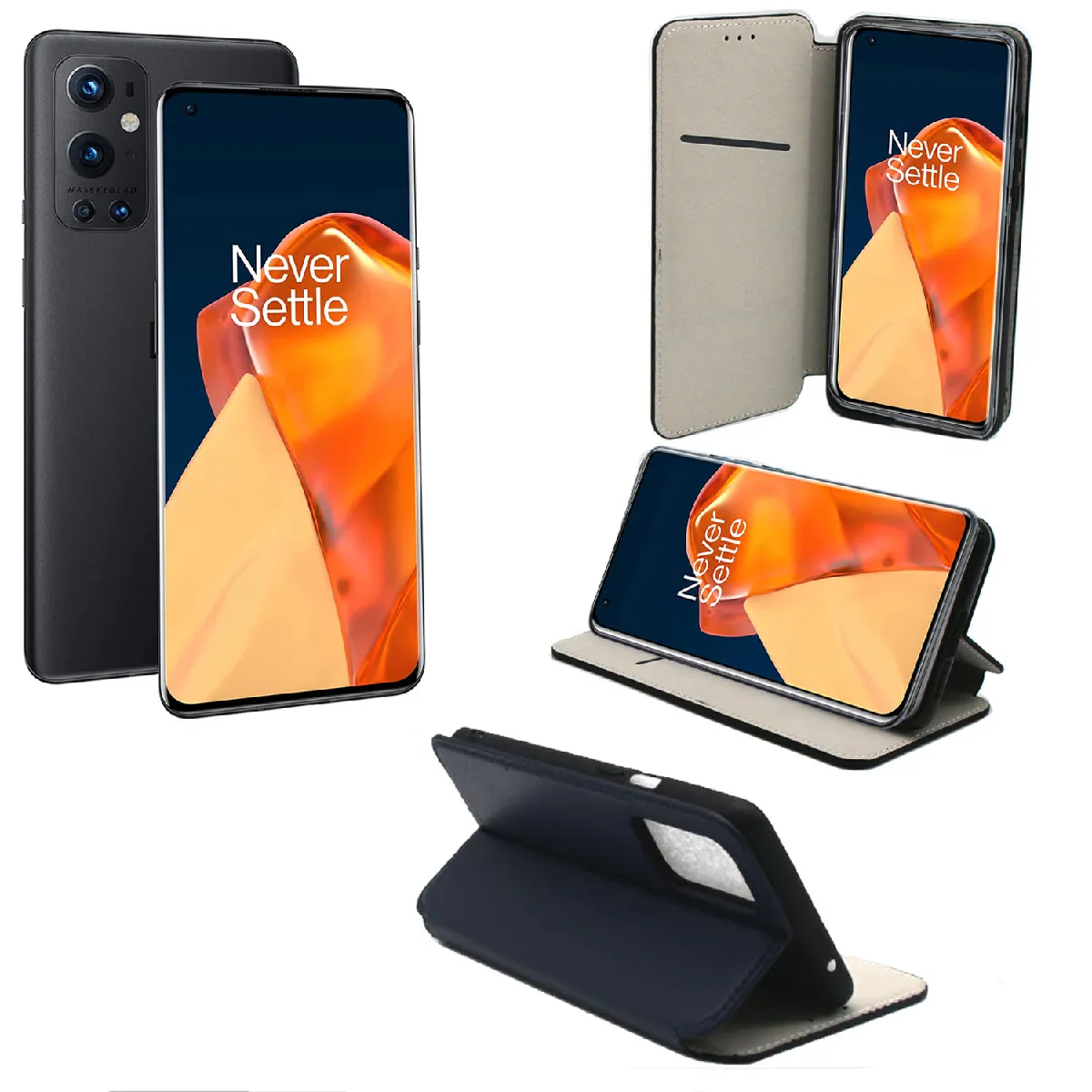 Xeptio Bleu Étui Portefeuille Oneplus 9 Pro / Oneplus 9 Pro 5G - Marine
