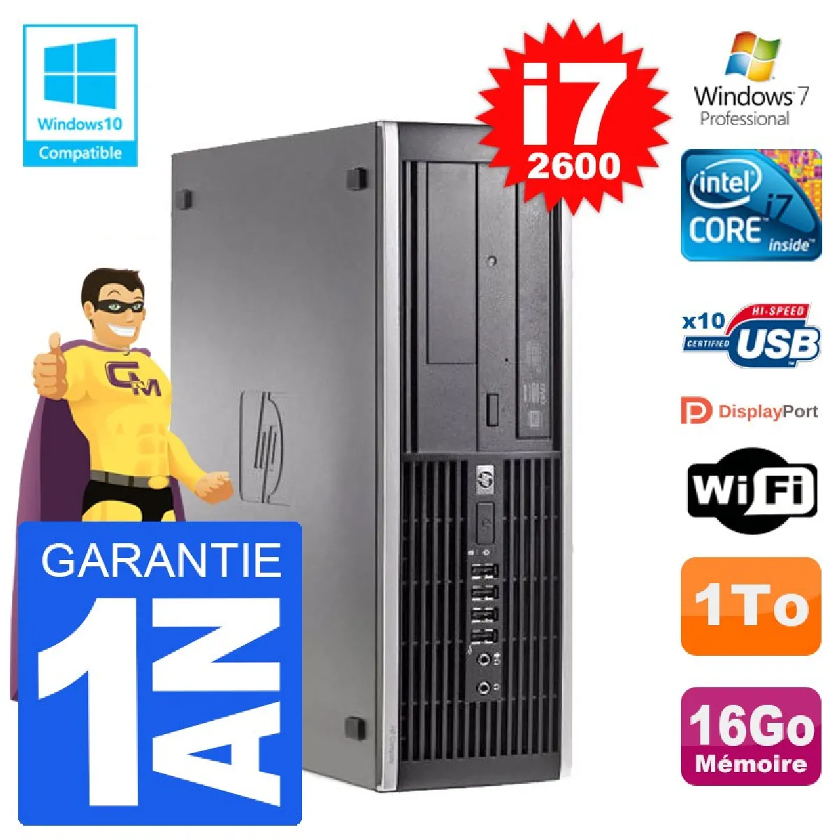 HP Compaq Pro 6200 SFF Intel G840 8Go RAM HDD Windows 7 - vue 7
