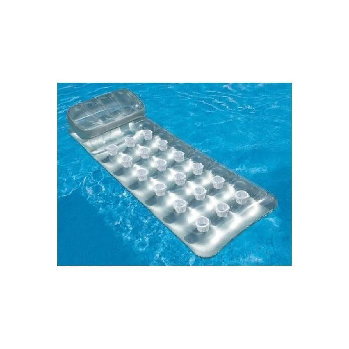Intex Gris / Blanc Matelas Gonflable De Piscine 90620 Avec Appuie-Tête Intégré Argent - Neuf - Image 6