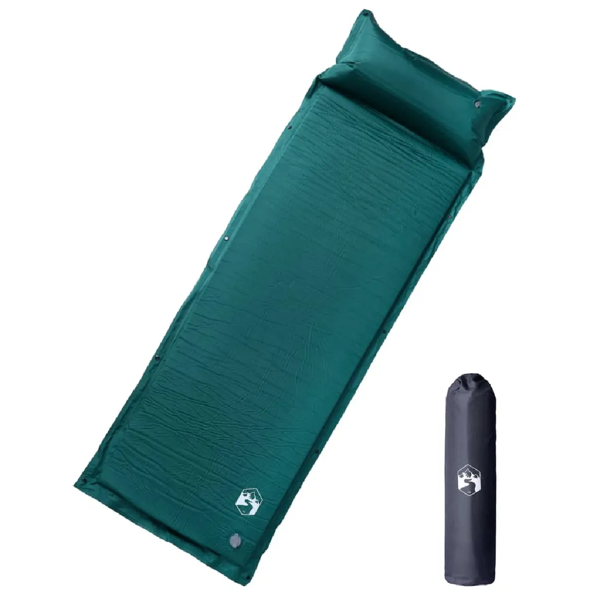 VidaXL Matelas autogonflant avec oreiller Vert VidaXL Matelas autogonflant avec oreiller Vert