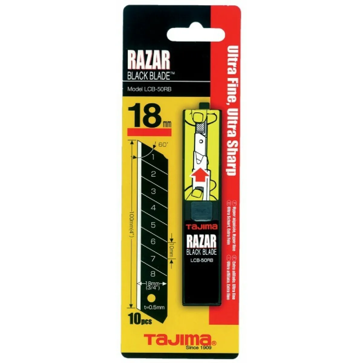 Tajima Lames cutter 18 mm Razar Black - Noir