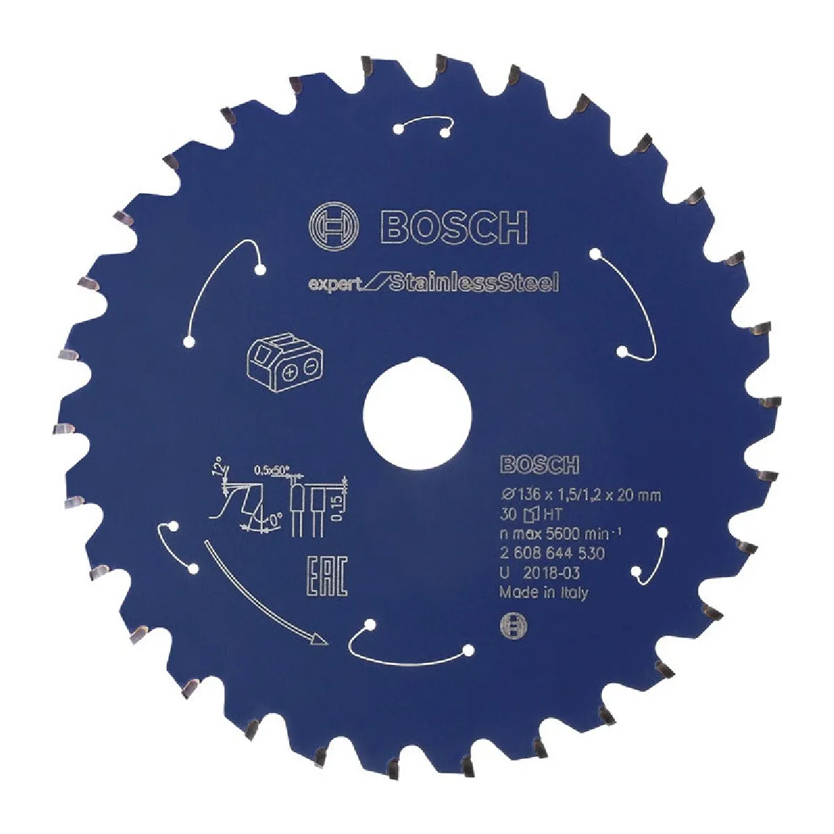 Bosch Lame de scie circulaire Expert for Stainless Steel 136 x 1 51 2 x 20 30 dents 2608644530 - vue 2