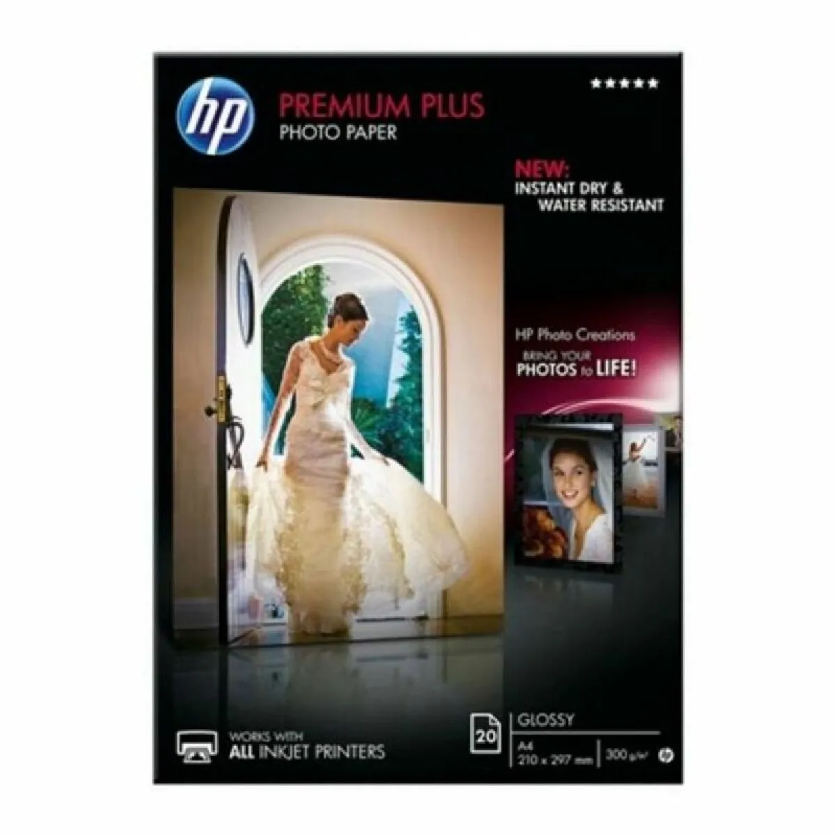 HP Papier Photo Premium Plus, Brillant, 300 G/m2, A4, 20 Feuilles (cr672a) - vue 2