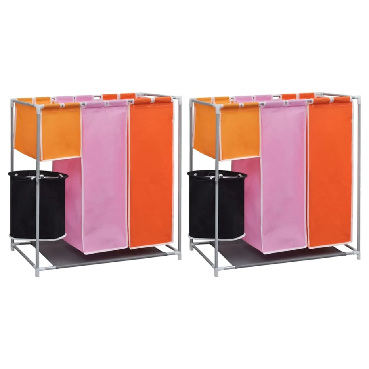 Vidaxl Multicolore Paniers À Linge À 3 Sections 2 Pcs Avec Un Bac De Lavage - Image 3