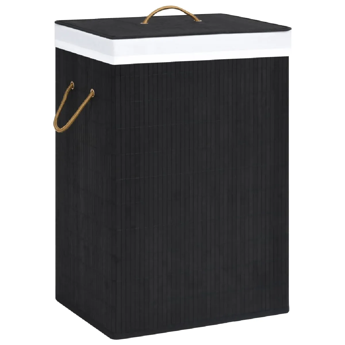 Vidaxl Noir Panier À Linge Avec 2 Sections Bambou 72 L 320745 - Image 3