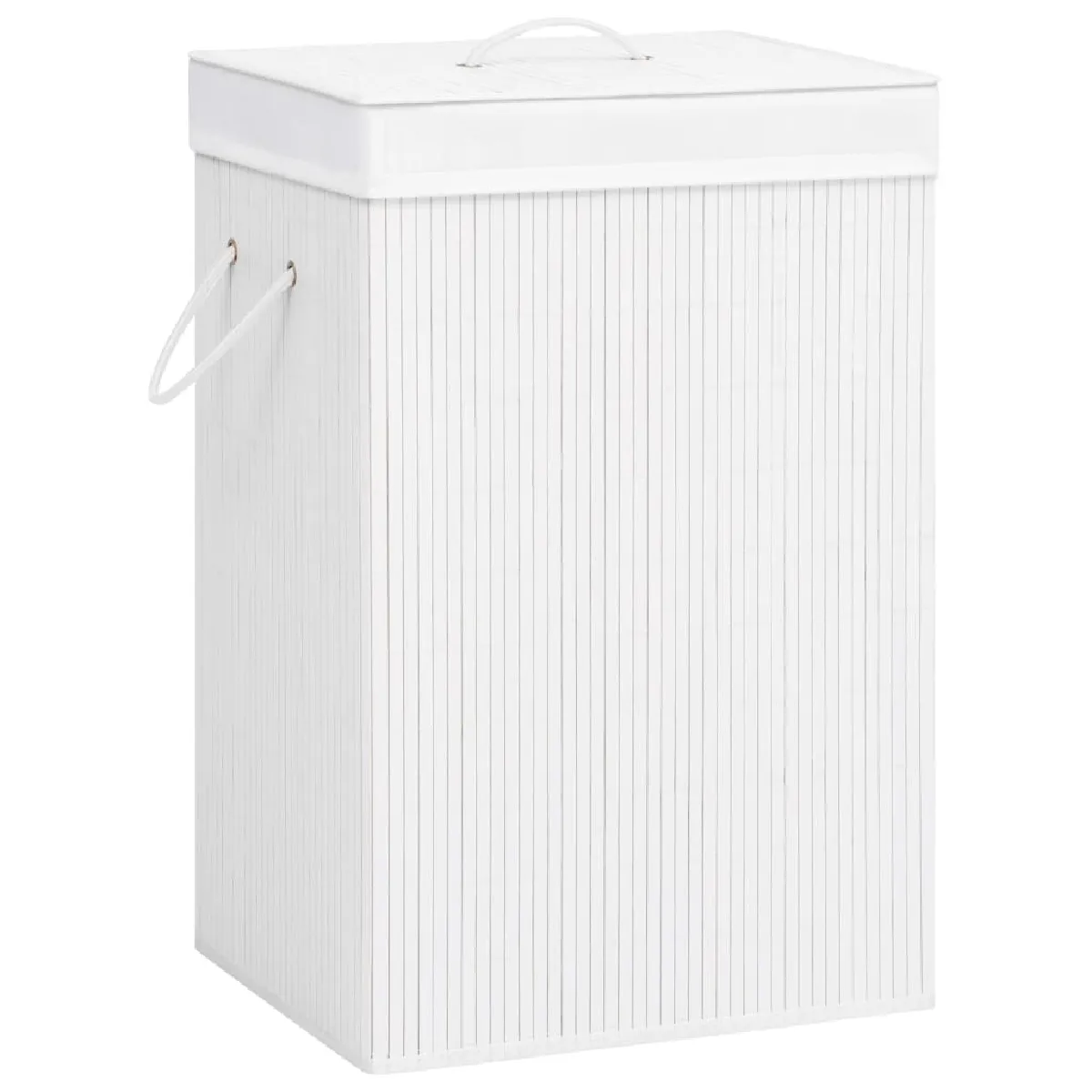 Vidaxl Blanc Panier À Linge Avec 2 Sections Bambou 72 L 320743 - Image 2