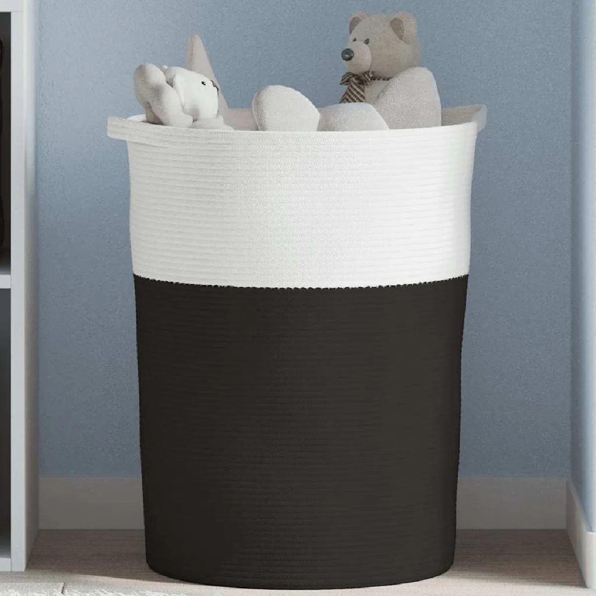 VIDAXL - Panier de rangement - Coton - 49x65 cm - Noir et blanc - Image 3