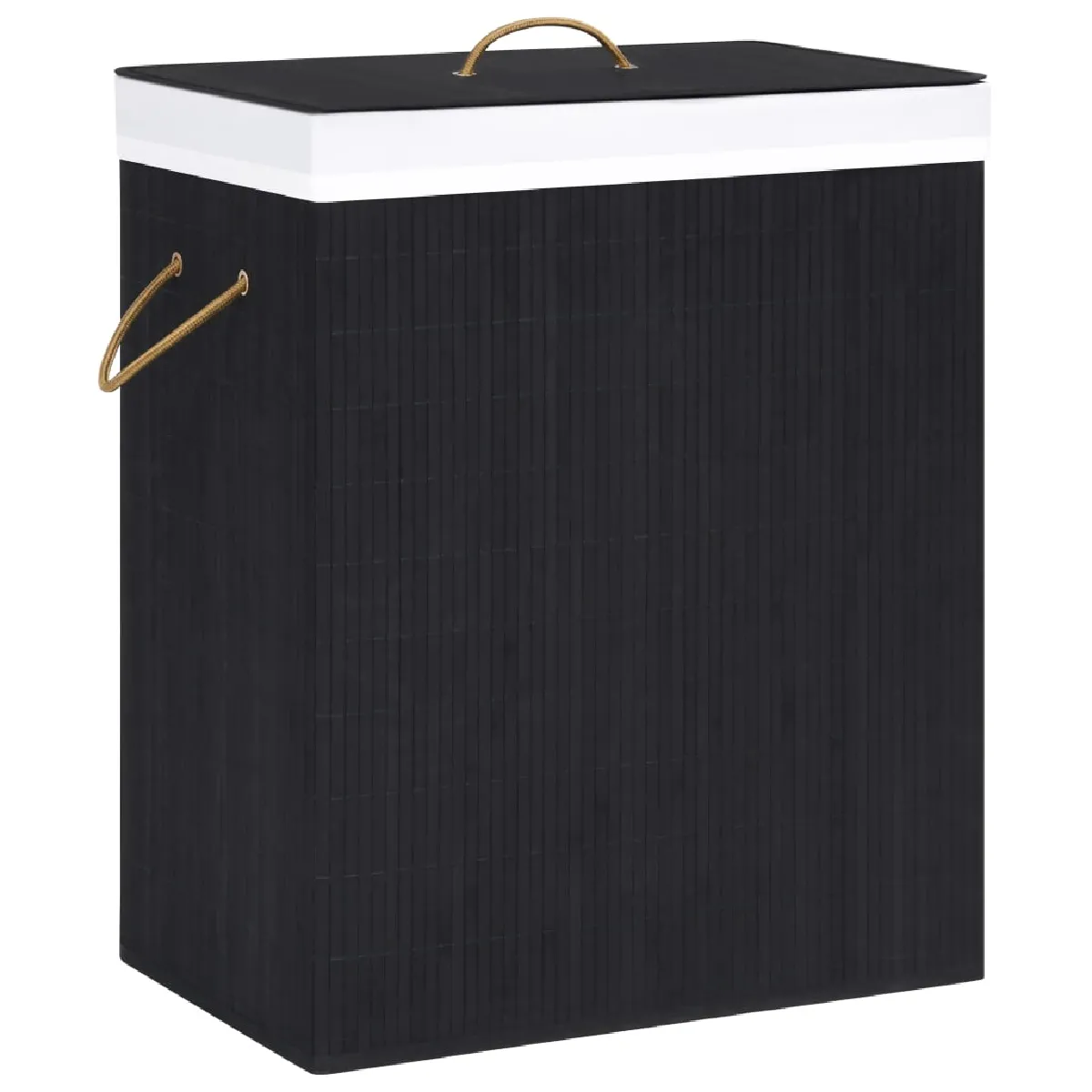 VIDAXL - Panier à linge - 2 sections - Bambou - Noir - 100 L - Image 3