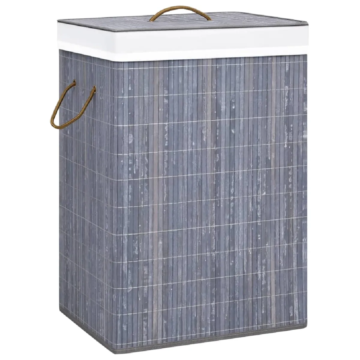 Non Communiqué Gris Vidaxl Panier À Linge Avec Une Seule Section Bambou 320755 - Image 3
