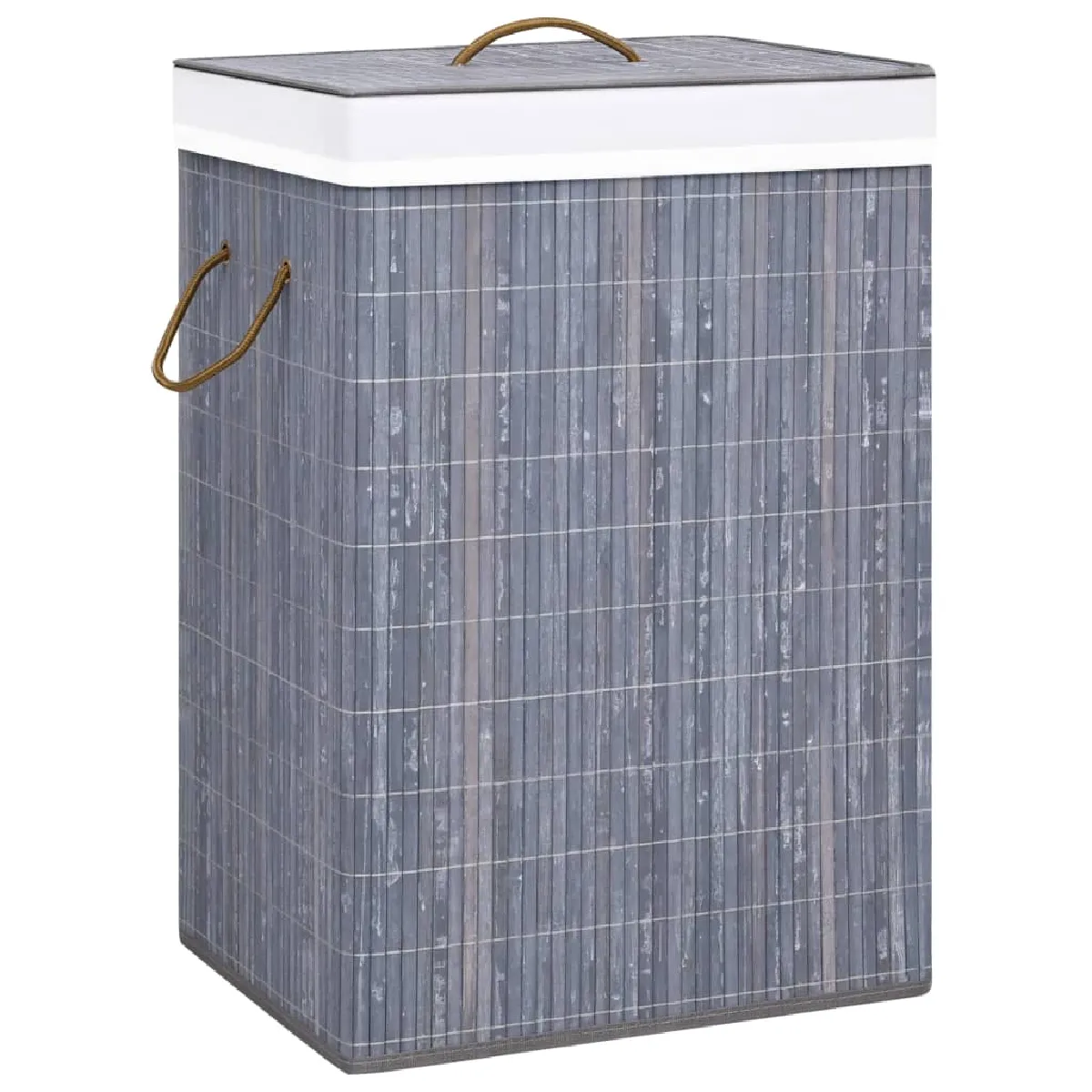 VIDAXL - Panier à linge - Bambou - 2 sections - Gris - 72 L - Image 3