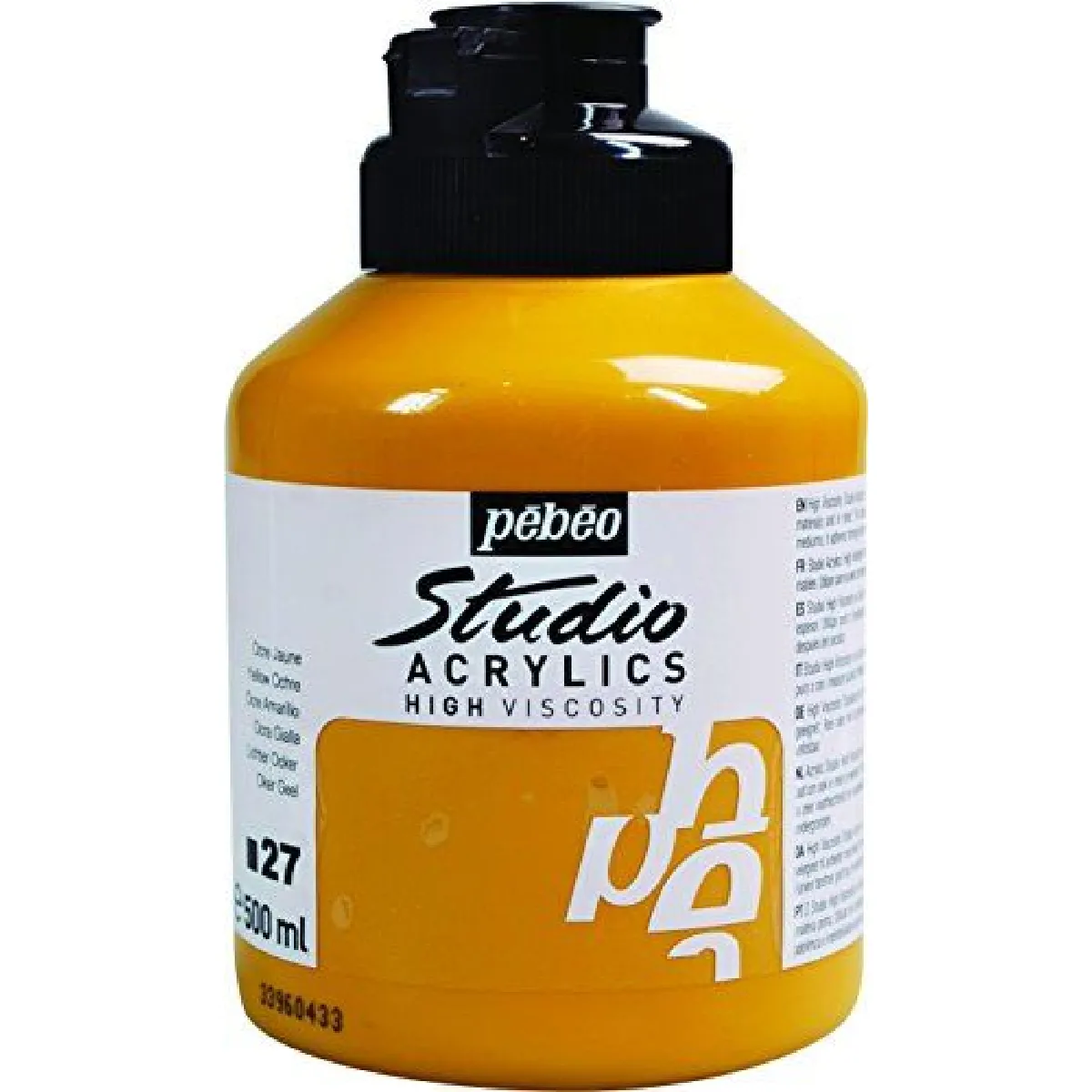 P&eacute;b&eacute;o - Acrylique Fine Studio Acrylics - Peinture Acrylique Jaune - Ocre Jaune - 500 ml