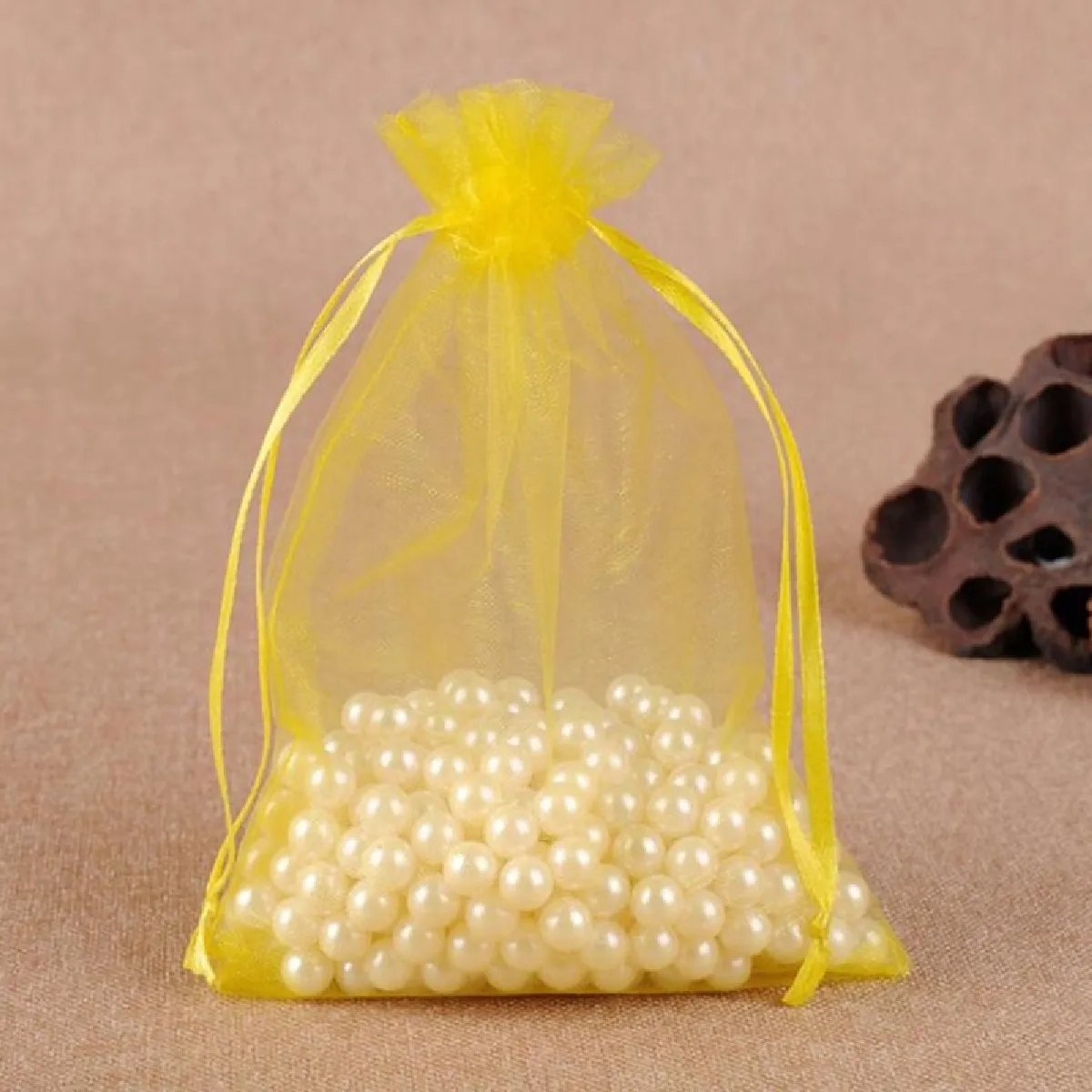 Wewoo Pochettes Organza Jaune