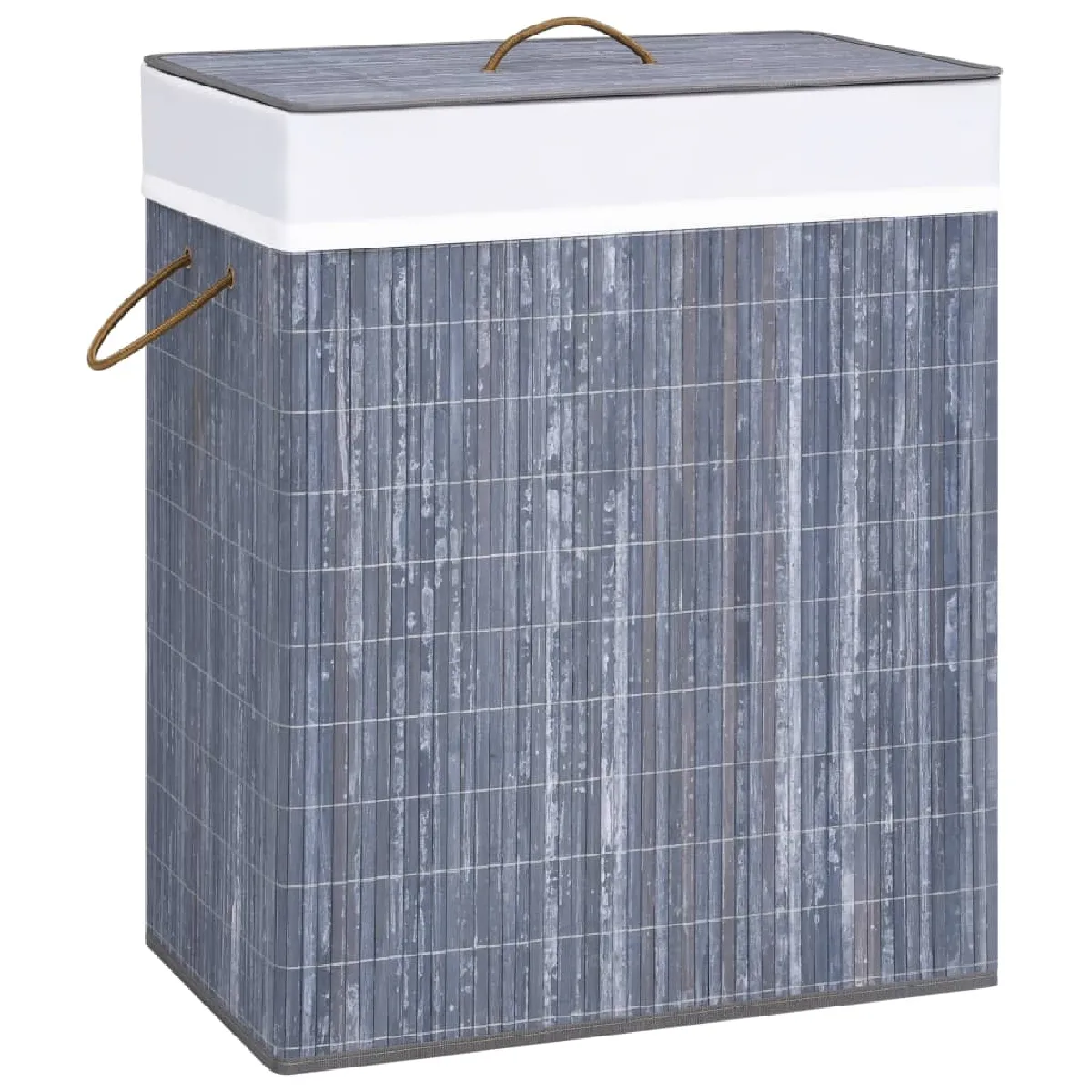 Vidaxl Gris Panier À Linge Avec 2 Sections Bambou 100 L 320742 - Image 2