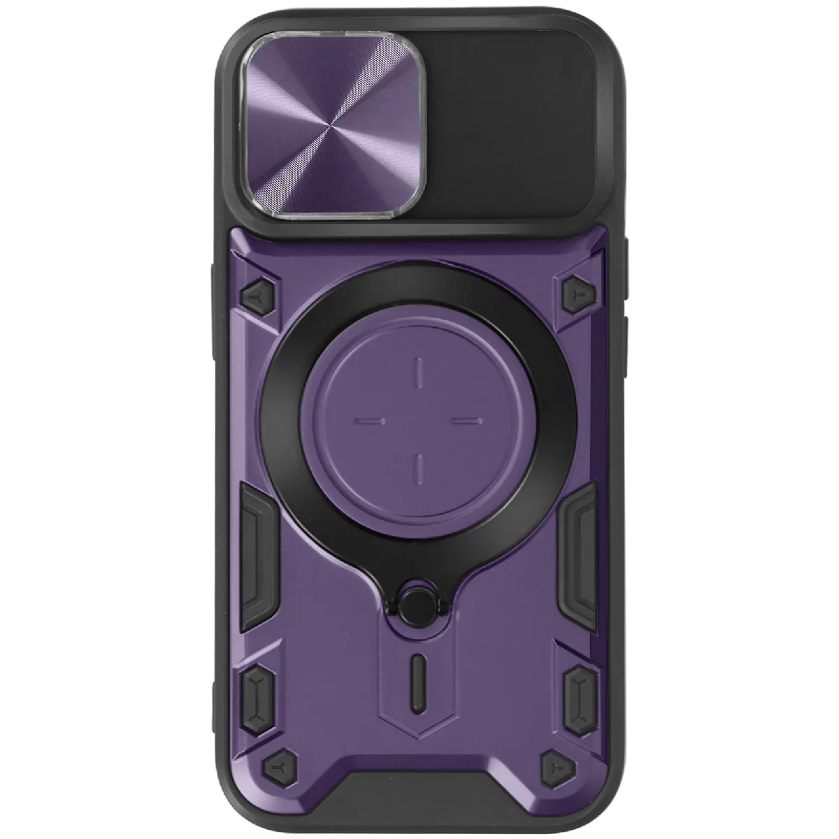 Avizar Violet Coque Pour Iphone 15 Bague Métallique Bi-Matière Antichoc