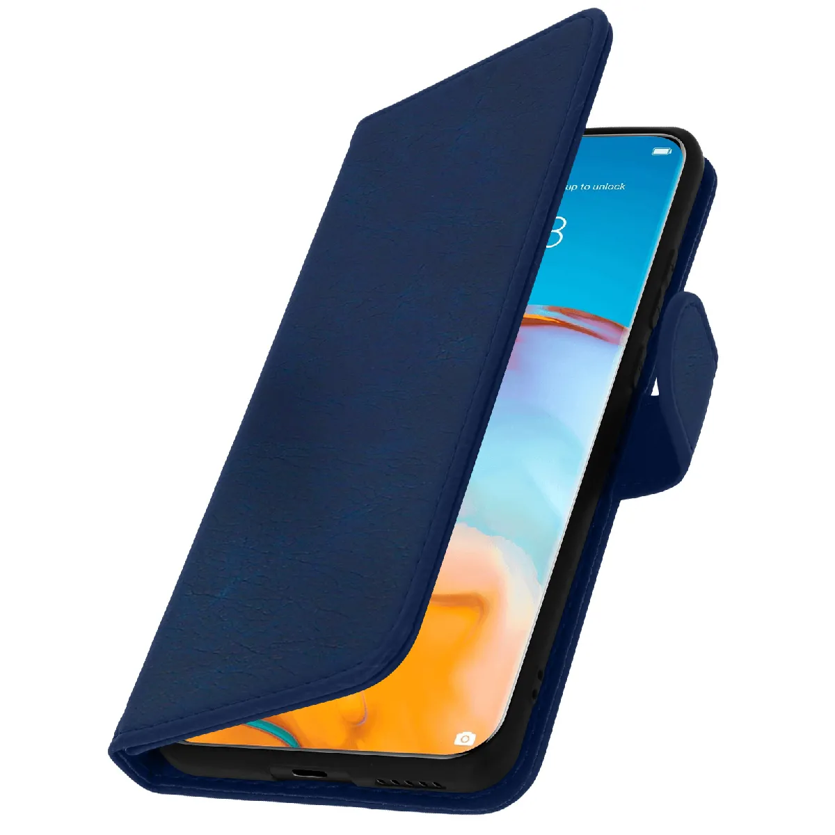 Avizar Bleu Étui Pour Huawei P40 Pro Clapet Portefeuille Fonction Support Vidéo Nuit