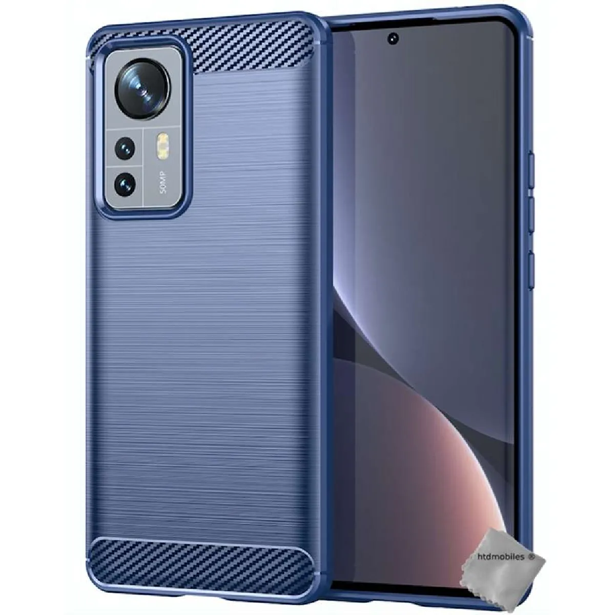 Htdmobiles - Coque Xiaomi 12 Pro 5G - Étui Silicone Gel Carbone - Bleu - Image 2